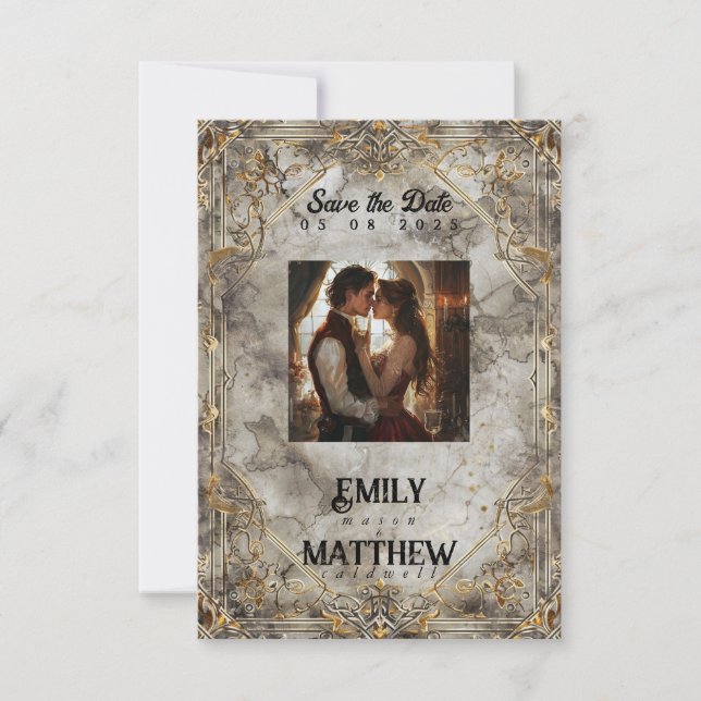 Reserva La Fecha Dwarven Splendor Fantasy Boda (Anverso)