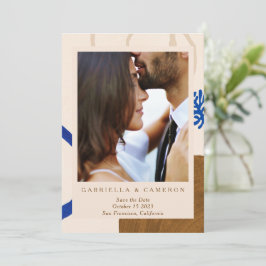 Reserva La Fecha Earthy Abstract Fall Neutral Blue Photo Boda