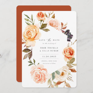 Reserva La Fecha Earthy Autumn Floral Photo Save The Date