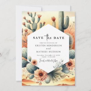 Reserva La Fecha Earthy Watercolor Cactus Boda
