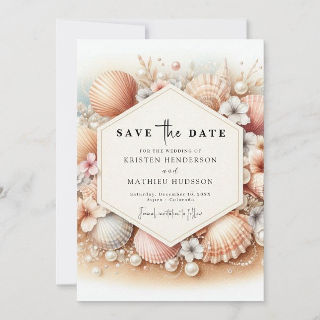 Reserva La Fecha Earthy Whimsical Beach Wedding (Anverso)