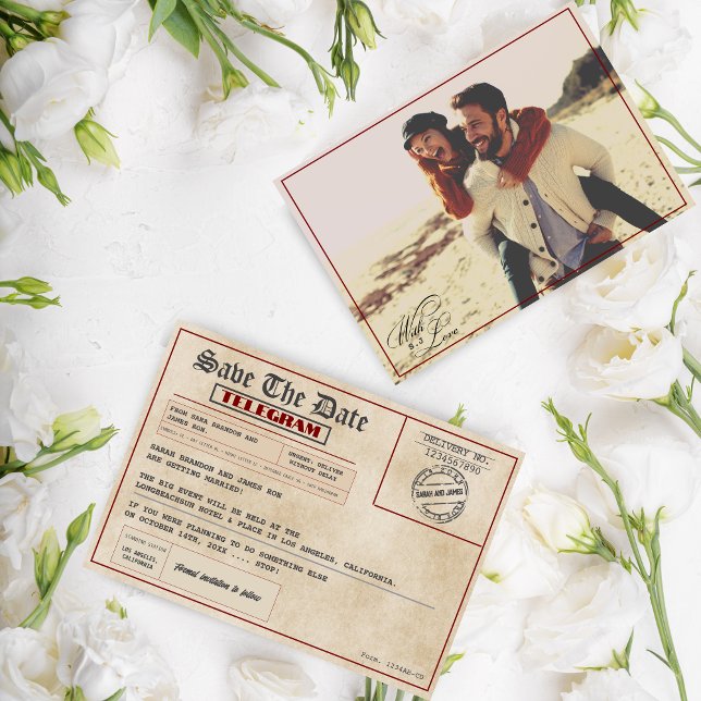 Reserva La Fecha Editable Photo Rustic old fashioned wedding (Subido por el creador)