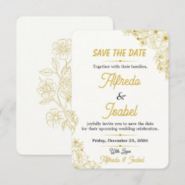 Reserva La Fecha Editable Save The Date Floral de Oro