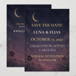 Reserva La Fecha Editable Twilight Celestial Gothic Boda Guardar la