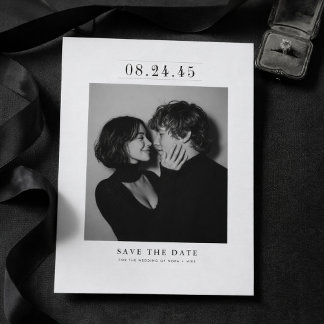 Reserva La Fecha Editorial Serif Black & White Photo Save the Date