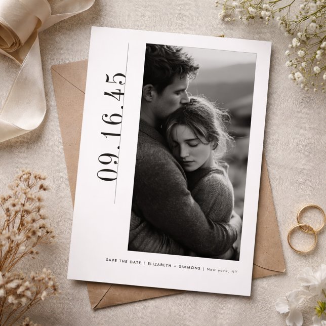 Reserva La Fecha Editorial Vertical Date Black White Save the Date (Subido por el creador)