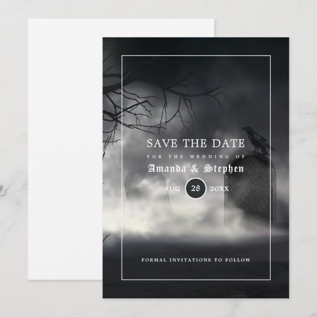 Reserva La Fecha Eerie Gothic Wedding Save The Date (Anverso / Reverso)