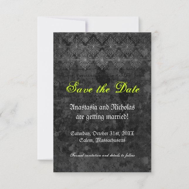 Reserva La Fecha Eerie Halloween Wedding Save the Date Card (Anverso)