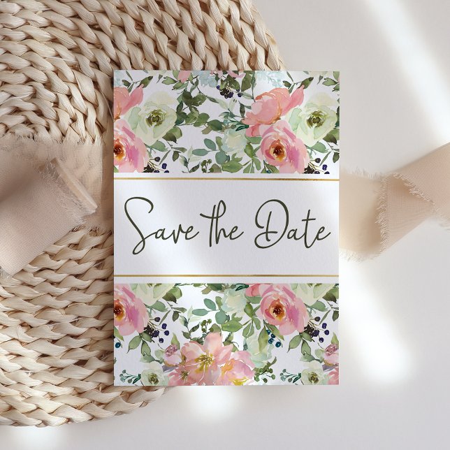 Reserva La Fecha Eggshell y Rubor Floral Save The Date (Subido por el creador)