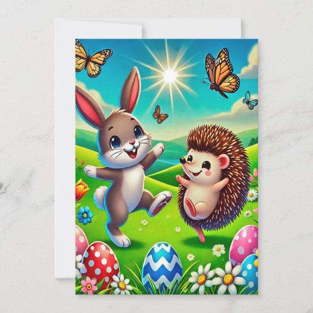 Reserva La Fecha Ein glücklicher Hase und Igel (Anverso)