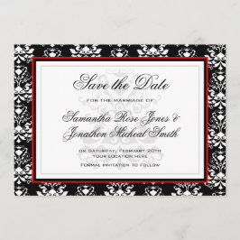 Reserva La Fecha El acento rojo negro y blanco de Damask salva la f