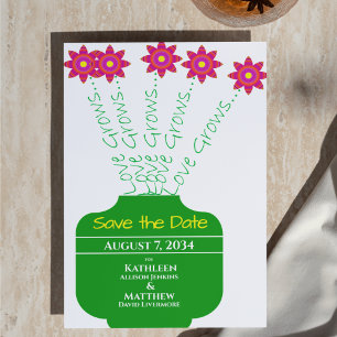 Reserva La Fecha "El amor crece" Brillante Boda Floral Salva la fec