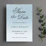 Reserva La Fecha El azul elegante moderno salva la cita Quinceanera<br><div class="desc">La moderna y elegante escritura Dusty blue oscura purpurina salva la quinceanera de la tarjeta de fecha con caligrafía moderna negra. Diseño personalizado exclusivo y elegante.</div>