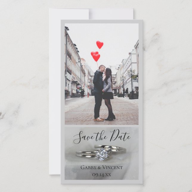 Reserva La Fecha El boda suena en gris para salvar la fecha (Anverso)