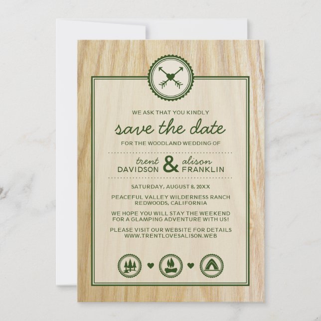 Reserva La Fecha El Boda y el glamour de Woodsy Save the Fates (Anverso)
