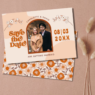 Reserva La Fecha El Boho de Fotos Arqueado de Retro Setentis Salva