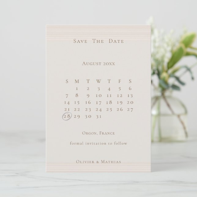 Reserva La Fecha El calendario de Moda moderna de Champagne Gold Sa (Anverso de pie)