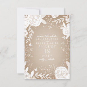 Reserva La Fecha El Cardstock Floral Blanco Inspirado Guardar La Fe
