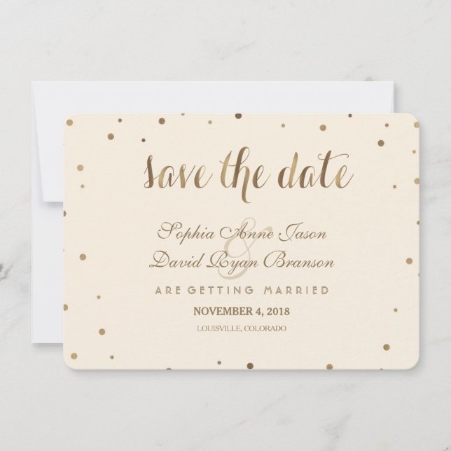 Reserva La Fecha El Confeti Gold Ama La Boda De Champagne Salva La  (Anverso)