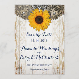 Reserva La Fecha El girasol rústico y el encaje salvan la fecha