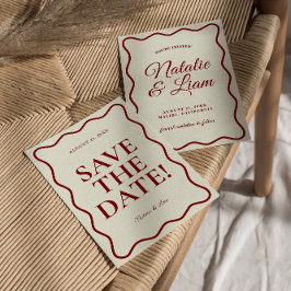 Reserva La Fecha El marfil moderno brillante Funky audaz Boda retro