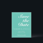 Reserva La Fecha El moderno Aqua y el blanco Minimalistas ahorran l<br><div class="desc">Bonito,  moderno,  minimalista y de moda Save the Date cuenta con un fondo aqua / turquesa (Pantone's 2022 color pick "Cascade") con bloques de texto de personalizable blanco en fuentes modernas</div>