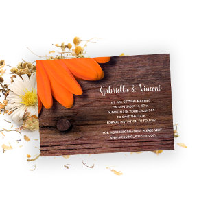 Reserva La Fecha El Naranja ruso Daisy Barn Wedding Salva la fecha