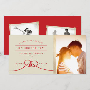 Reserva La Fecha El nudo rojo doble felicidad Boda chino foto
