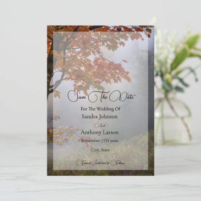 Reserva La Fecha El Otoño Deja La Boda Rústica Salva La Fecha (Anverso de pie)