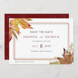 Reserva La Fecha El otoño moderno deja la boda en el jardín