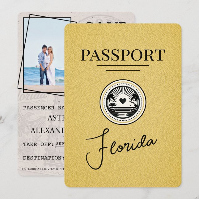 Reserva La Fecha El Pasaporte Amarillo De Florida Ahorra La Fecha (Anverso / Reverso)