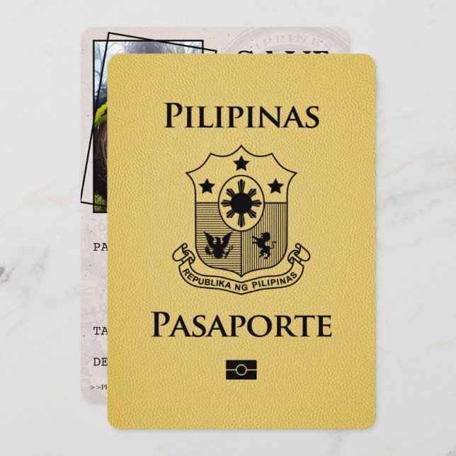 Reserva La Fecha El pasaporte filipino amarillo salva la fecha (Anverso / Reverso)