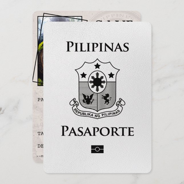 Reserva La Fecha El pasaporte filipino blanco salva la fecha (Anverso / Reverso)