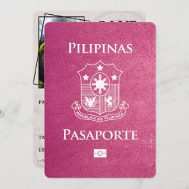 Reserva La Fecha El pasaporte filipino rosa magenta salva la fecha
