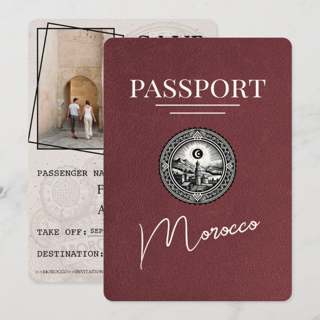 Reserva La Fecha El pasaporte marroquí de Borgoña salva la fecha (Anverso / Reverso)