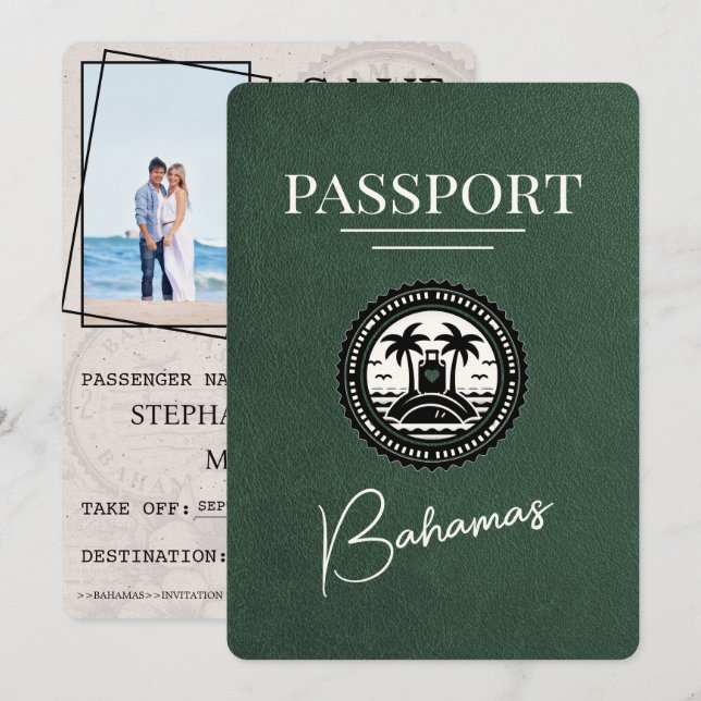 Reserva La Fecha El pasaporte verde de Bahamas salva la fecha (Anverso / Reverso)