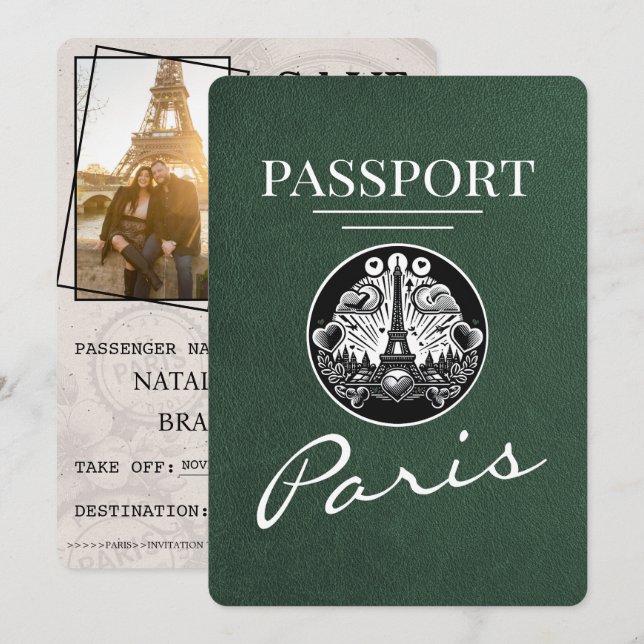 Reserva La Fecha El pasaporte verde de París salva la fecha (Anverso / Reverso)