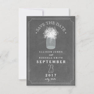 Reserva La Fecha El pecho del bebé y Mason Jar Chalkboard salvan la