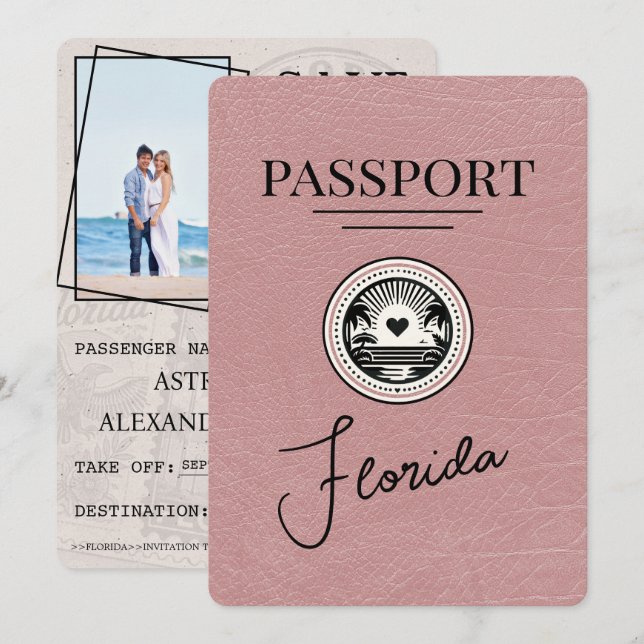 Reserva La Fecha El Rosa Dusty Florida Passport Ahorra La Fecha (Anverso / Reverso)