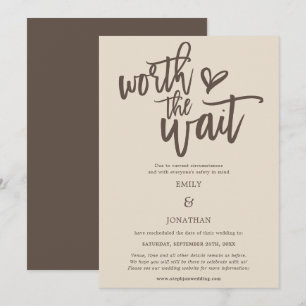 Reserva La Fecha El valor del boda del guión de espera Cream Brown