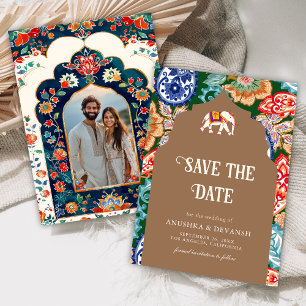 Reserva La Fecha Elefante Arte Popular Indio Boda Beige