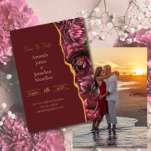 Elegancia Borgoña con Boda de Foto Personalizada D