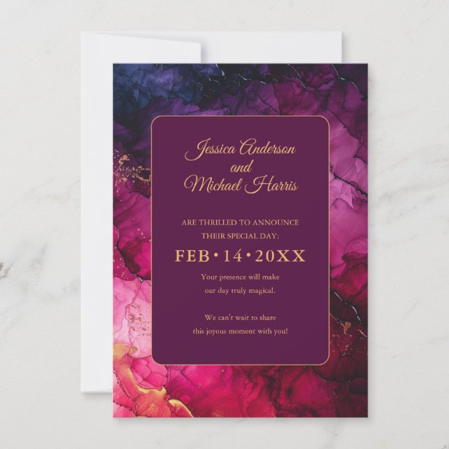 Reserva La Fecha Elegancia celeste de lujo en la sinfonía de mármol (Anverso)