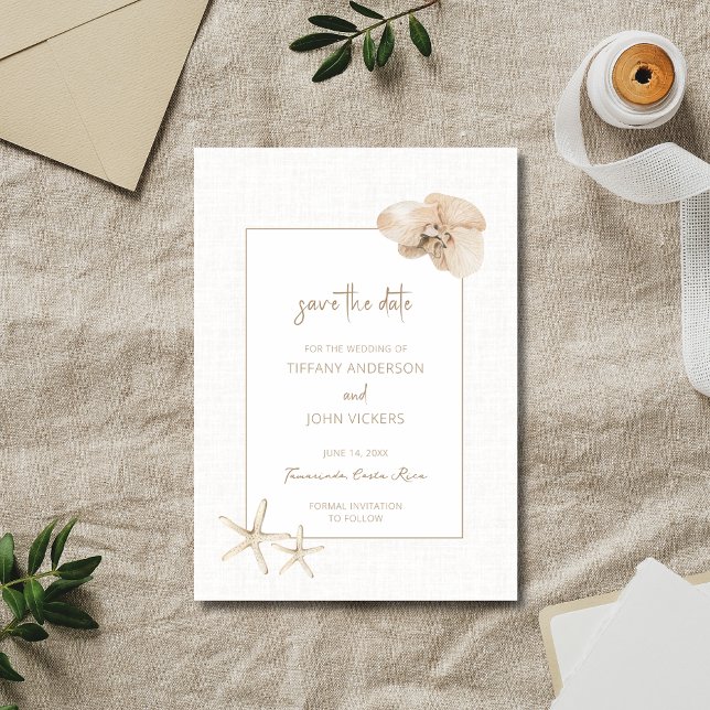 Reserva La Fecha Elegancia Costera Foto Boda Guardar la Fecha (Coastal Elegance Photo Wedding Save the Date)