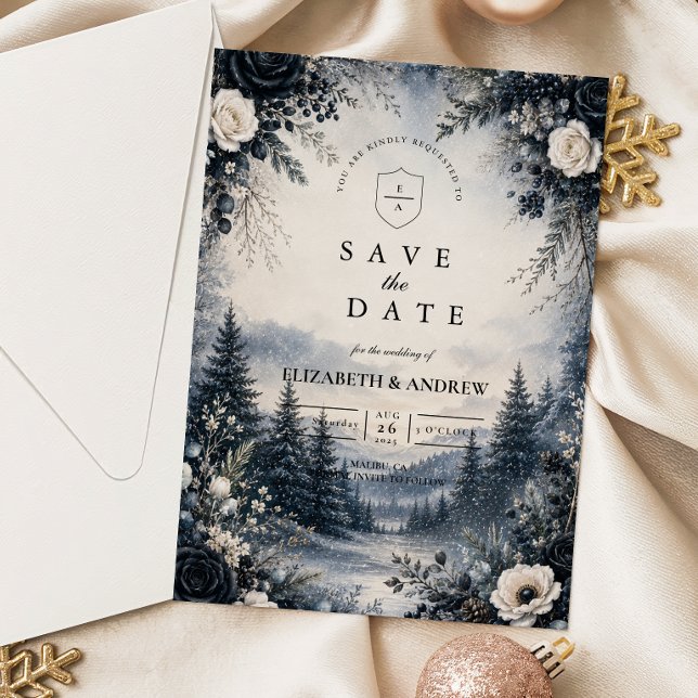 Reserva La Fecha Elegancia de boda invernal temperamental (Subido por el creador)