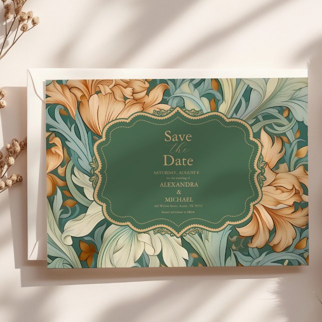 Reserva La Fecha Elegancia de época William Morris Boda Floral (Subido por el creador)