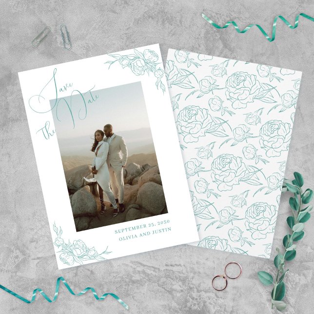 Reserva La Fecha Elegancia de Peonía Boda (Subido por el creador)