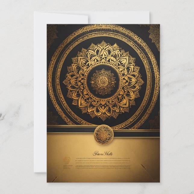 Reserva La Fecha Elegancia develada: Boda de arte Golden & Black Ma (Anverso)