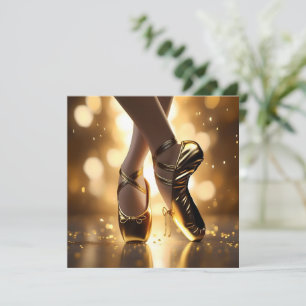 Reserva La Fecha Elegancia Dorada: Zapatos de Bailarina sobre Bokeh