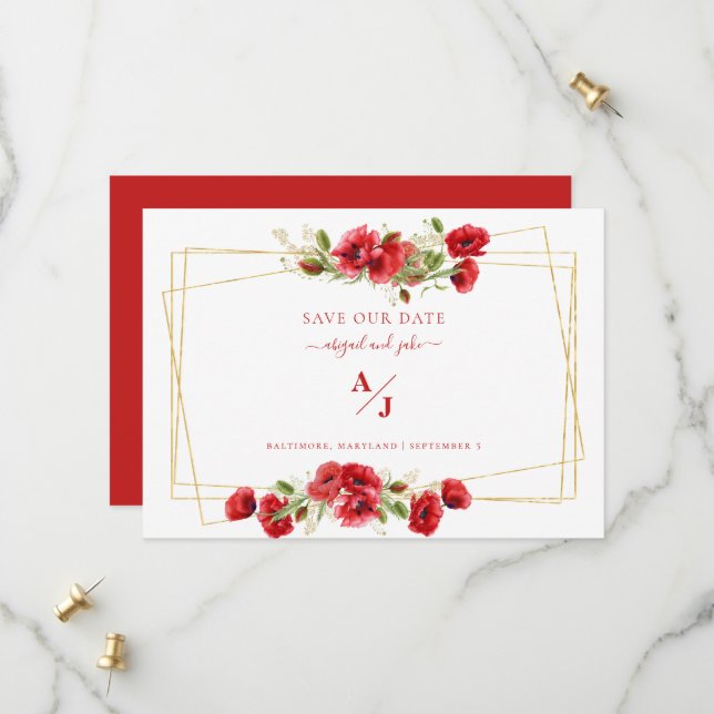 Reserva La Fecha Elegancia en Rojo Save the Date de Boda (Anverso/Reverso In Situ)